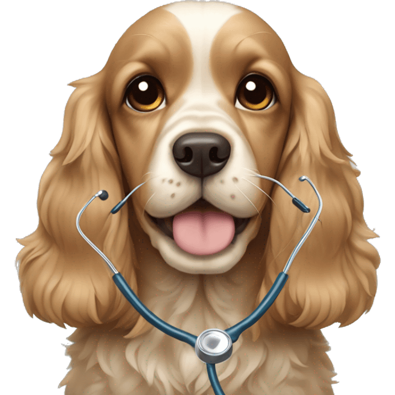 Cocker spaniel with a stethoscope  emoji