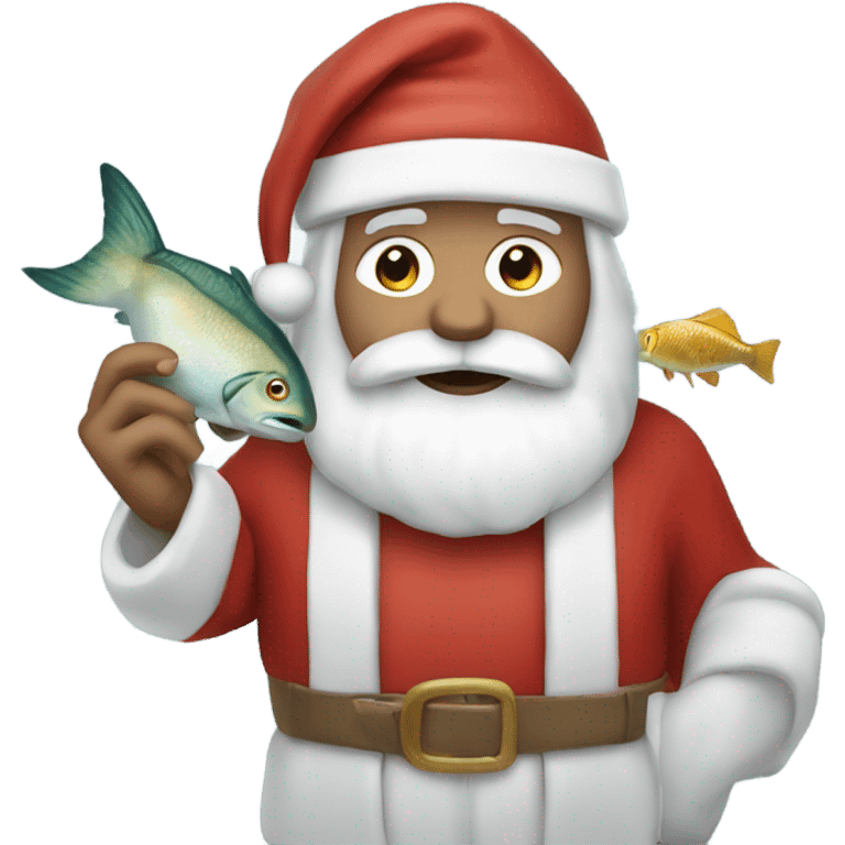 White Santa with fish in his hands  emoji