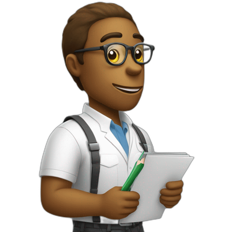 a trex therapist holding a pencil and notebook wearing glasses emoji