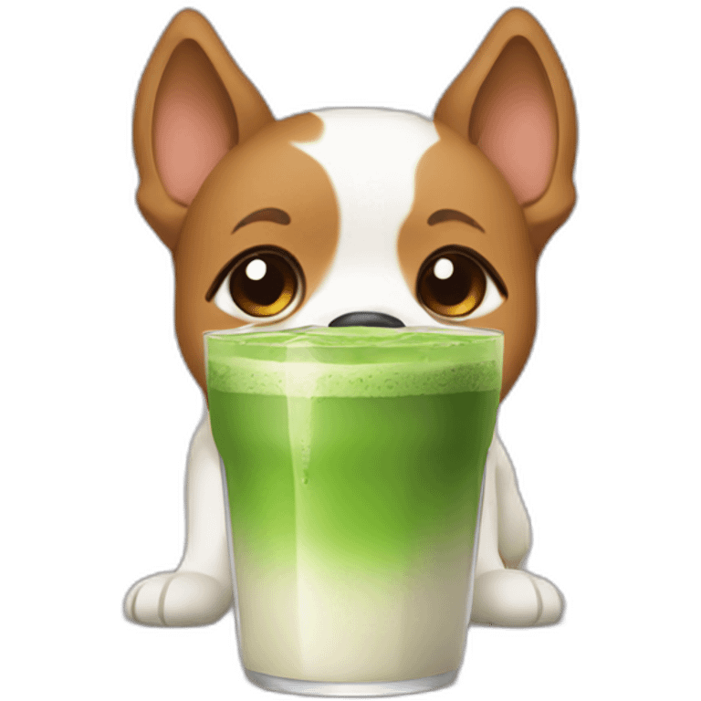 dog drinking matcha emoji