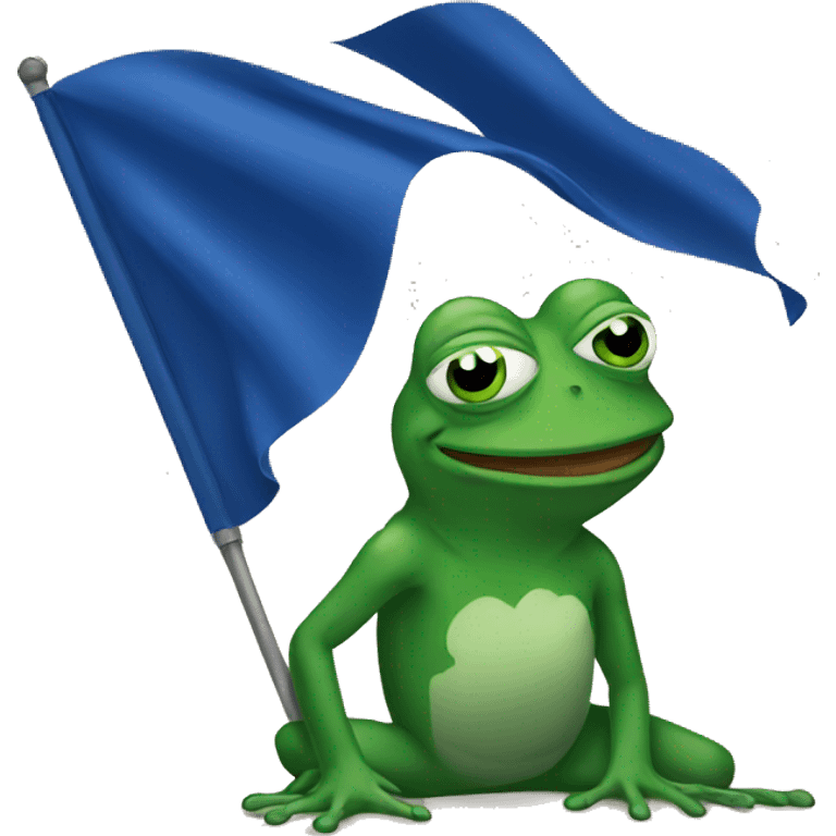 pepe the frog with blue flag emoji