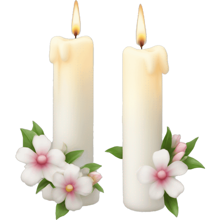 Candles white and with flowers emoji