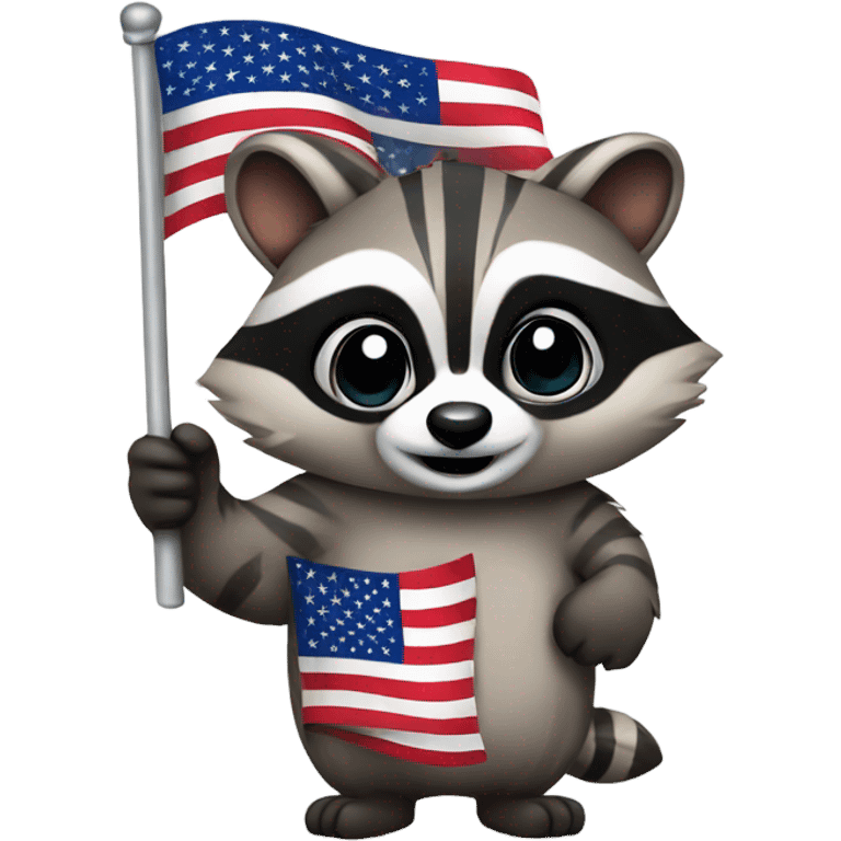 Raccoon with American flag emoji