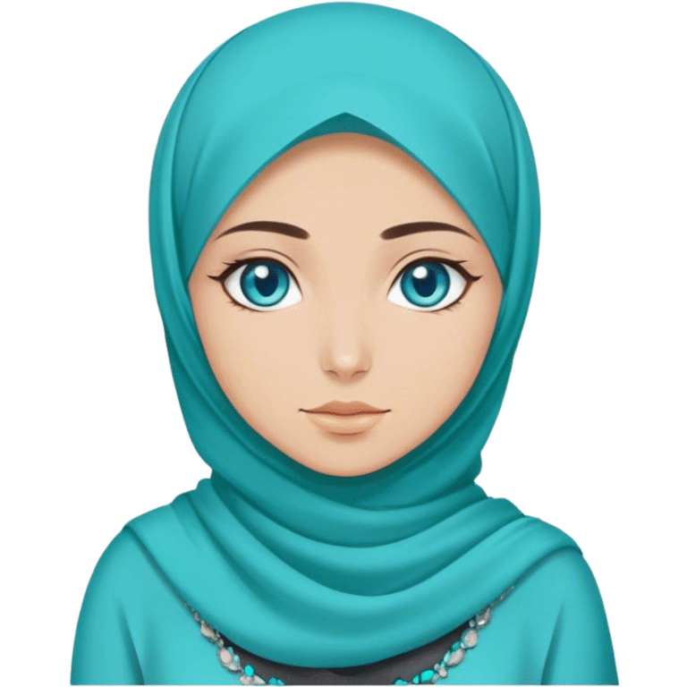 Turkish beautiful finish Konya girl blue eyes with hijab and turquoise stone dress emoji