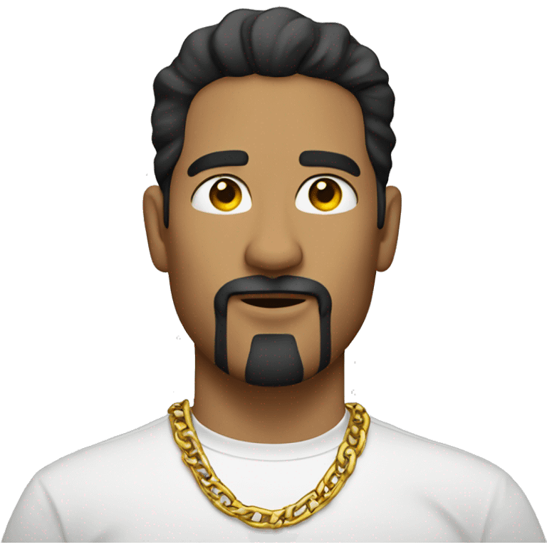 hispanic man with a goatee wearing a white shirt with a gold chain emoji