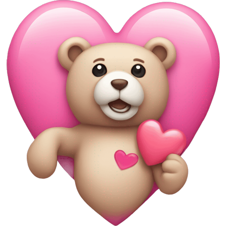 Pink heart with teddy bear  emoji