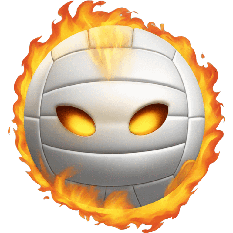 All white Volleyball with flames shooting of it emoji