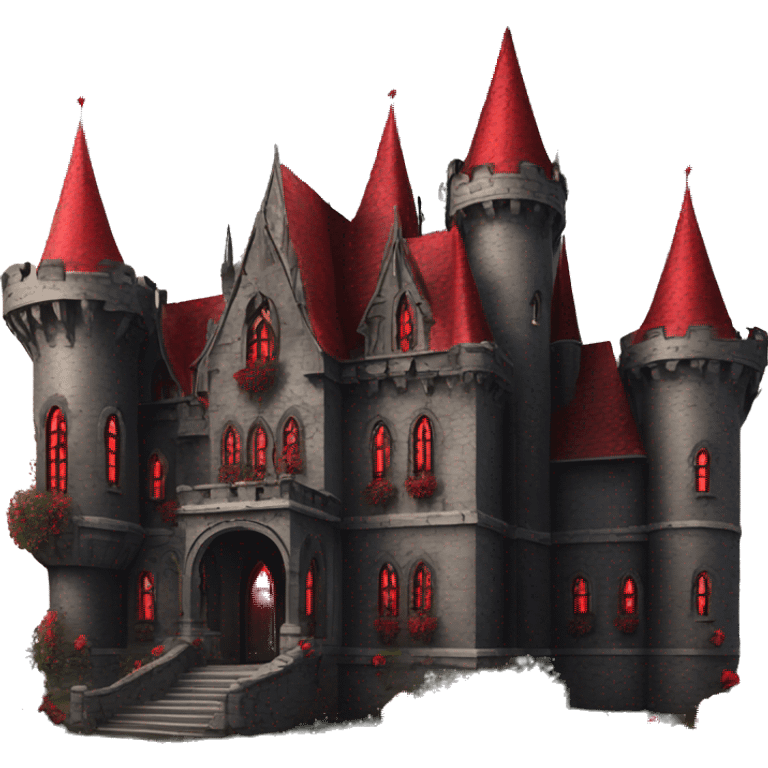 Black and red gothic castle with roses emoji