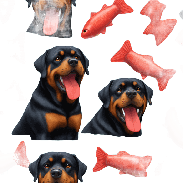 Stupid Rottweiler eating Swedish fish emoji