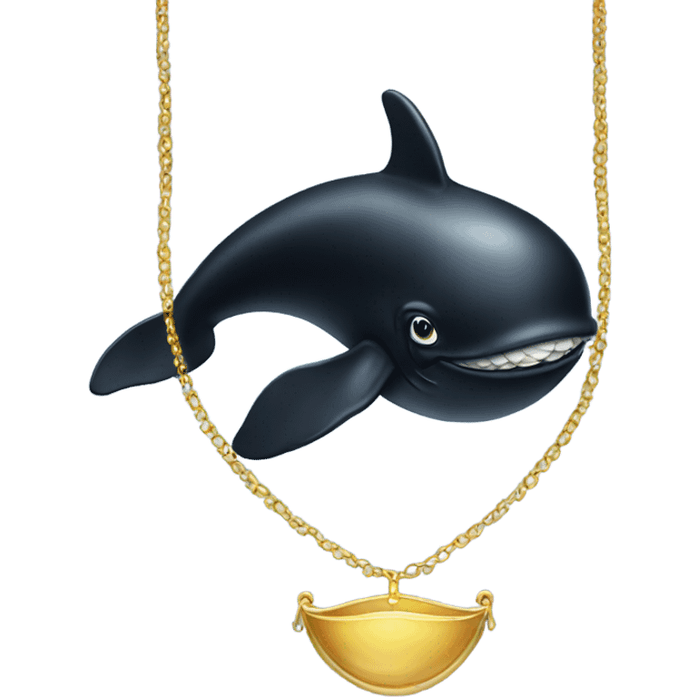 Black whale wearing gold necklace emoji