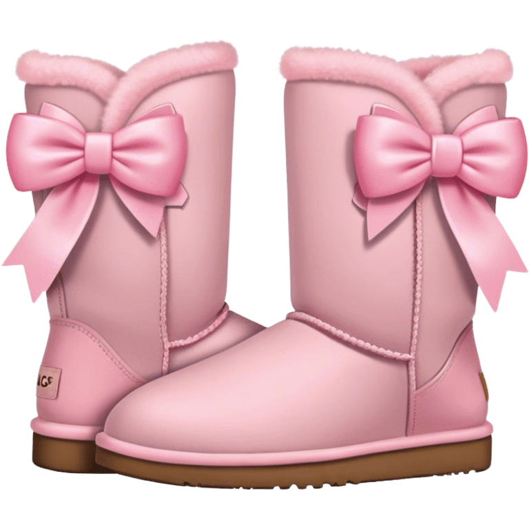 2 light pink Uggs with 2 light pink bows emoji