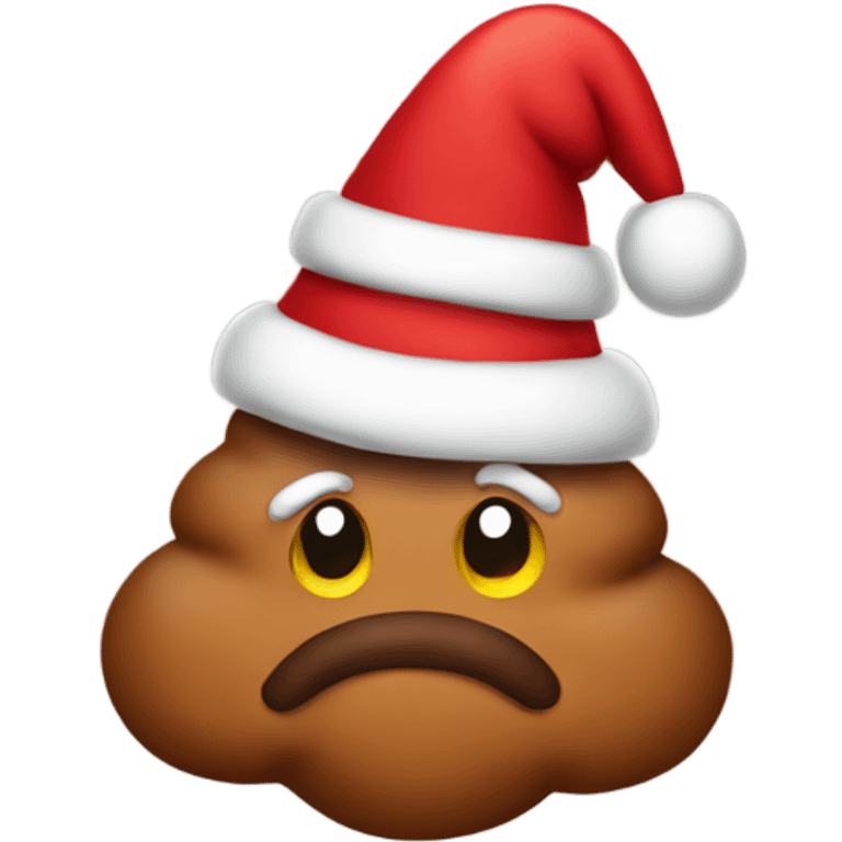 Poop wearing Christmas hat  emoji