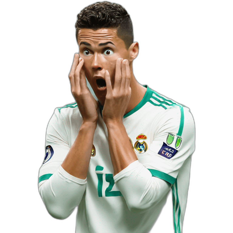 Ronaldo shocked with is two hand on his face emoji