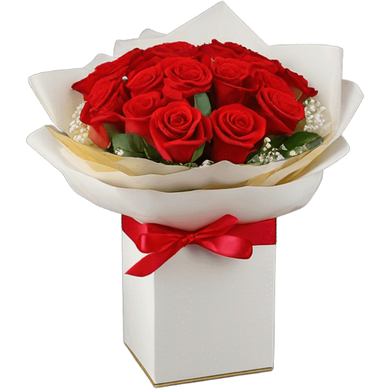 Bouquet of red roses in luxurious package for Valentine’s Day  emoji