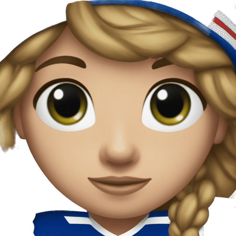 Girl green eyes New York Rangers jersey and cap emoji