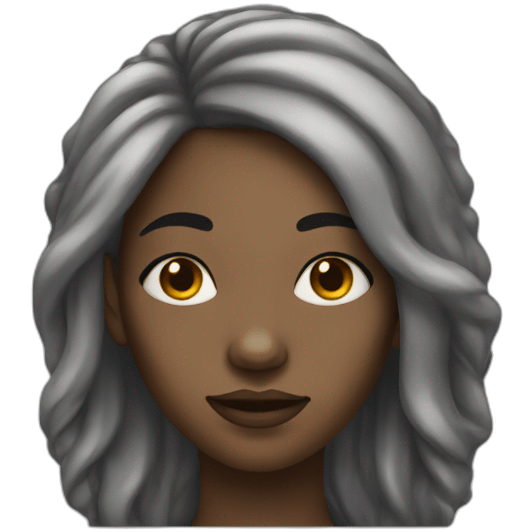 Black woman with long hair close one eye emoji