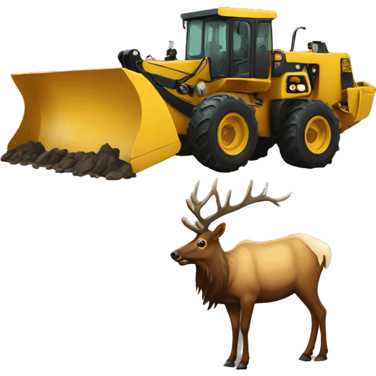 Elk in motor grader emoji