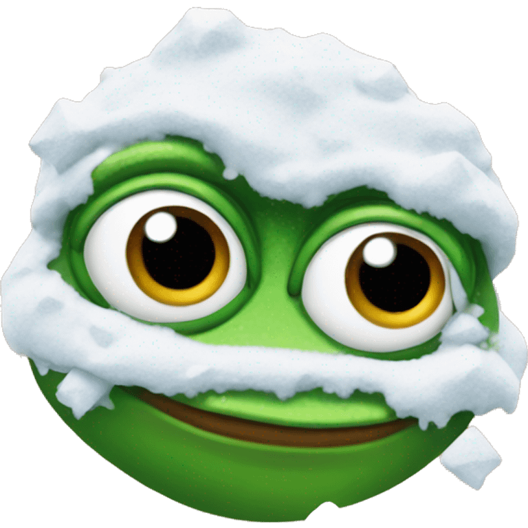 pepe the frog covered in snow emoji