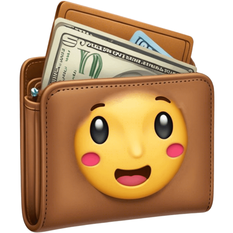 Design an emoji of an open wallet with dust coming out instead of money. The wallet looks abandoned and empty, representing financial struggles emoji