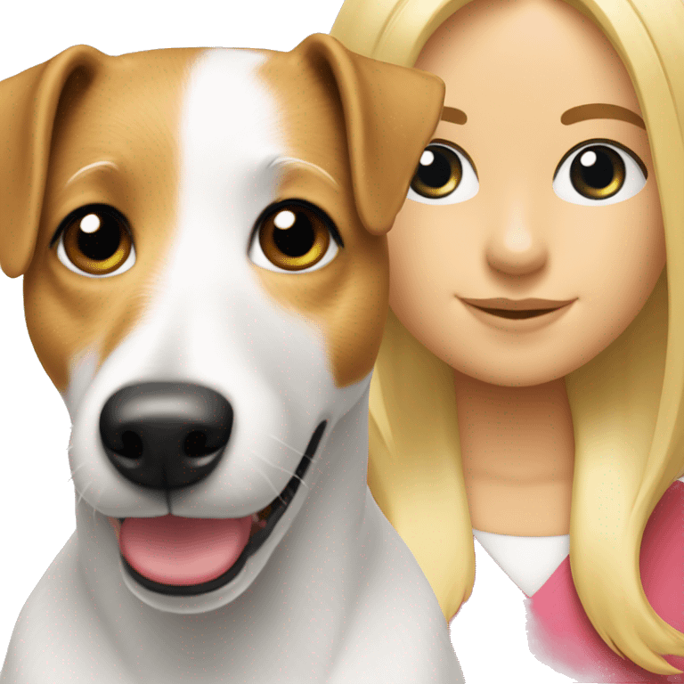 Jack Russell with a blonde girl emoji