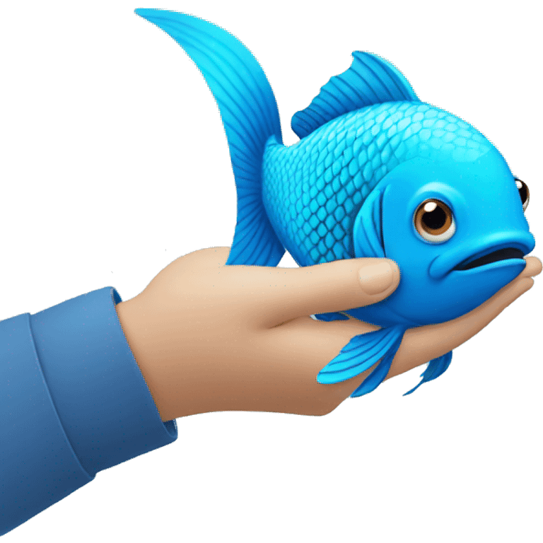 blue fish being held emoji