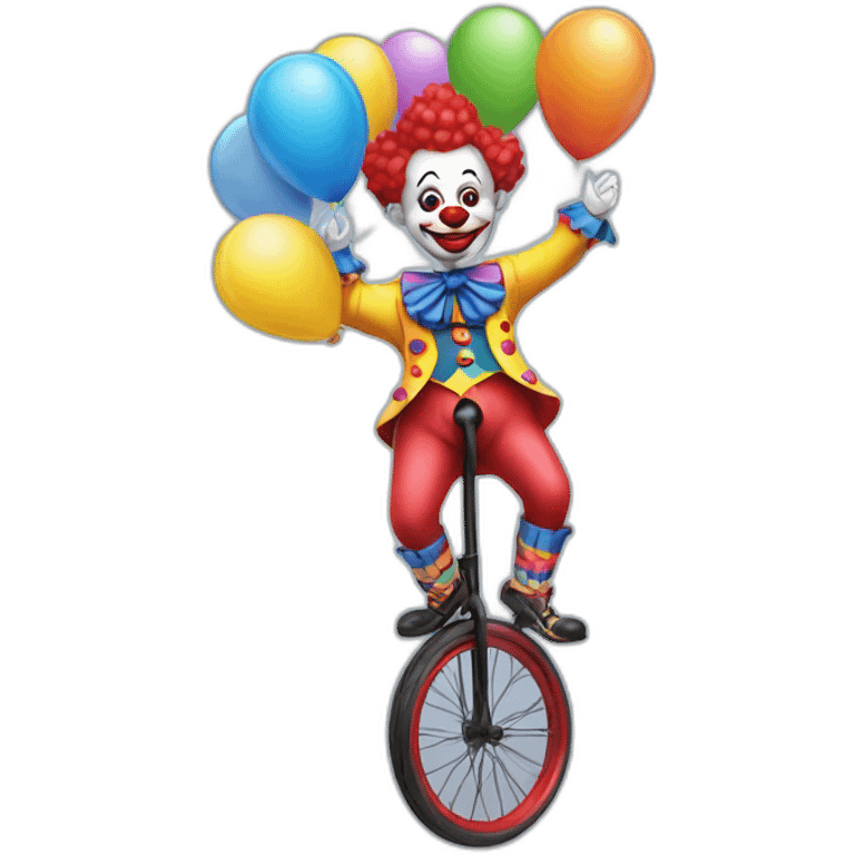 Clown on a unicycle holding balloons emoji