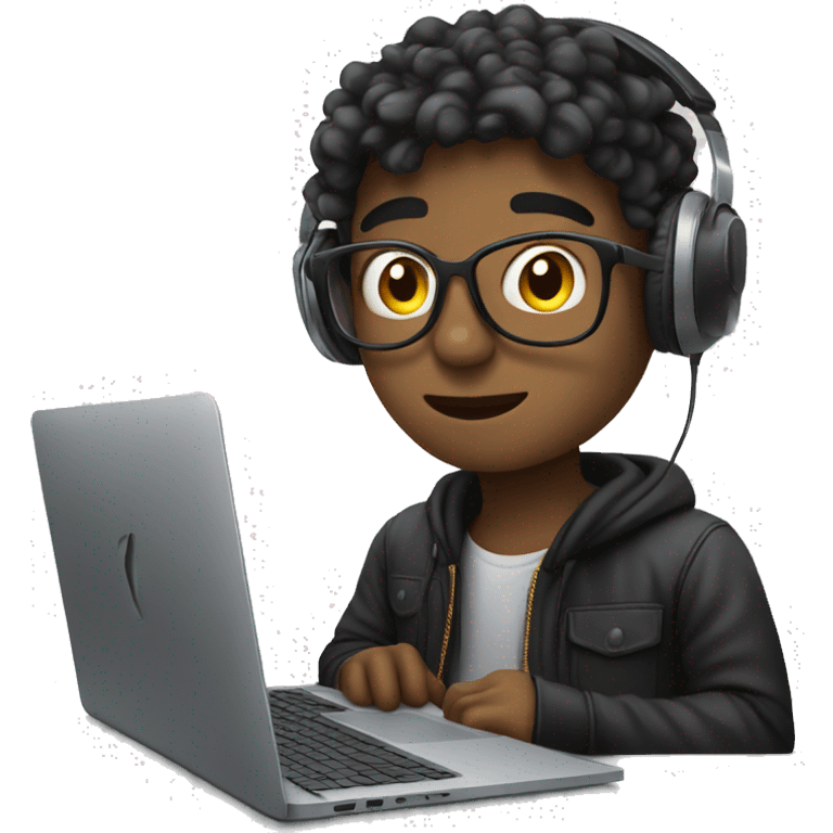 boy Music producer with a Macbook  emoji