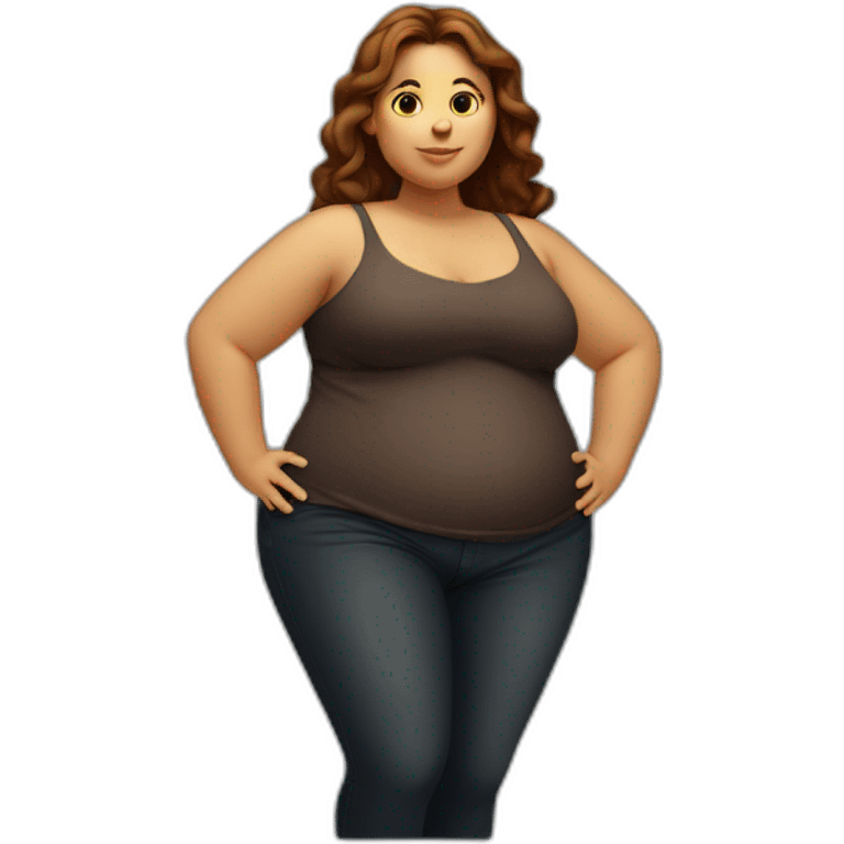 obese-jeune-woman-big-belly-cheveux-long-marron emoji