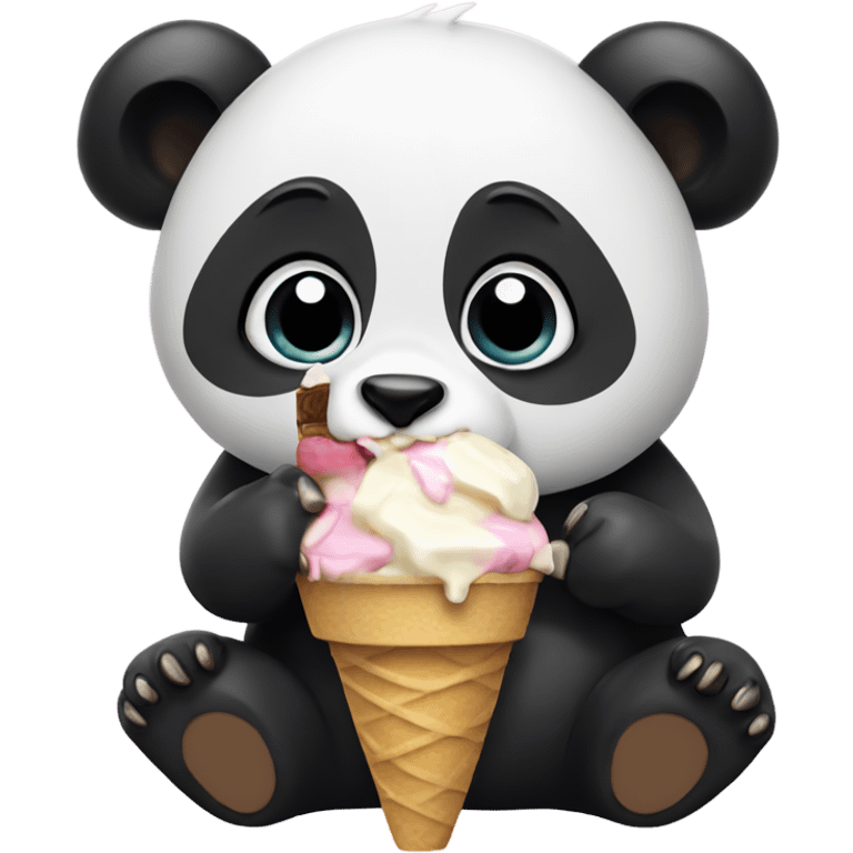 Panda eating ice cream emoji