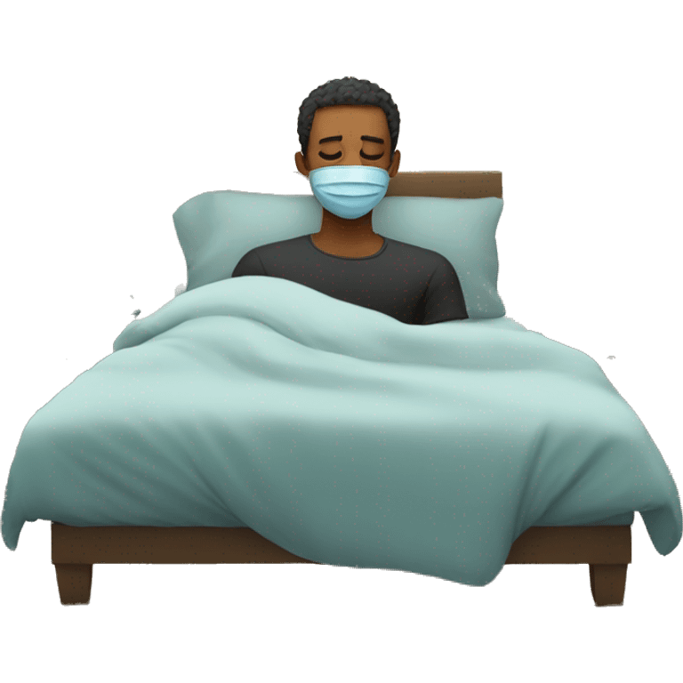 A man have mask and sleeping on bed emoji