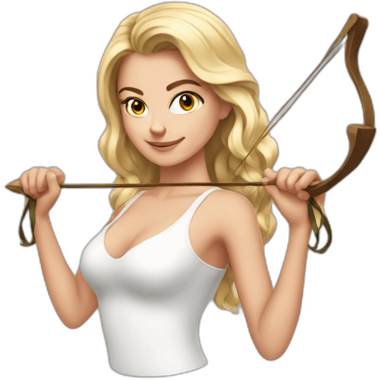 Sexy white girl holding bow emoji