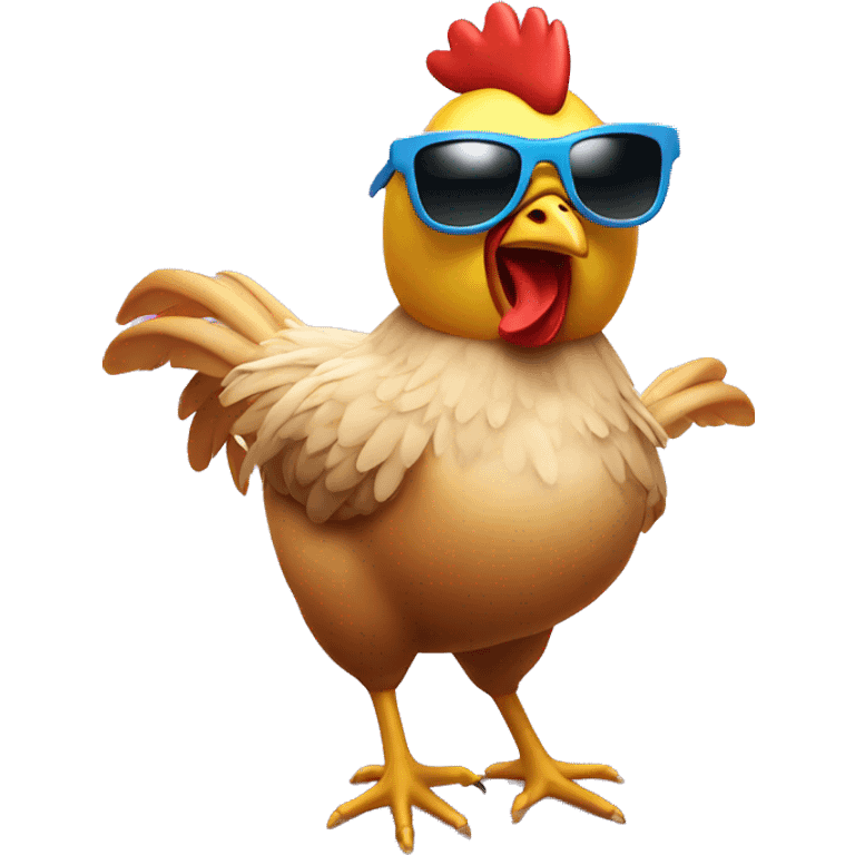 chicken with sunglasses dancing rave lights emoji