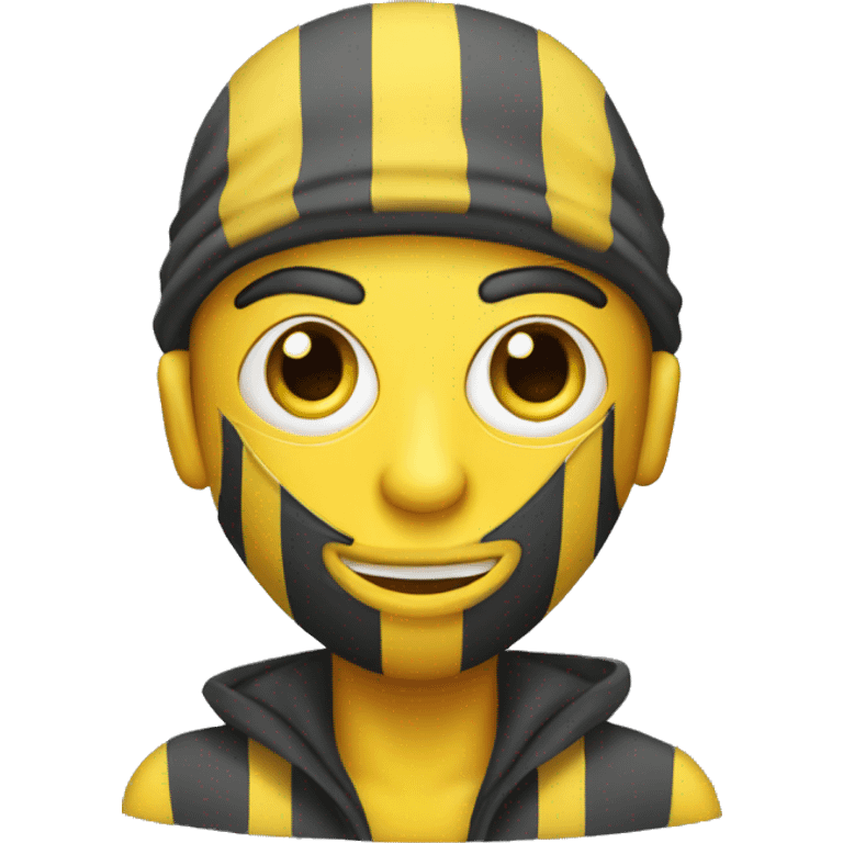 bank robber in stripes, yellow skin, eye mask emoji