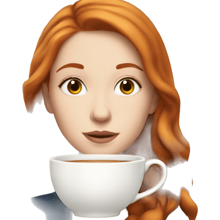 White Redhead Girl sipping tea emoji