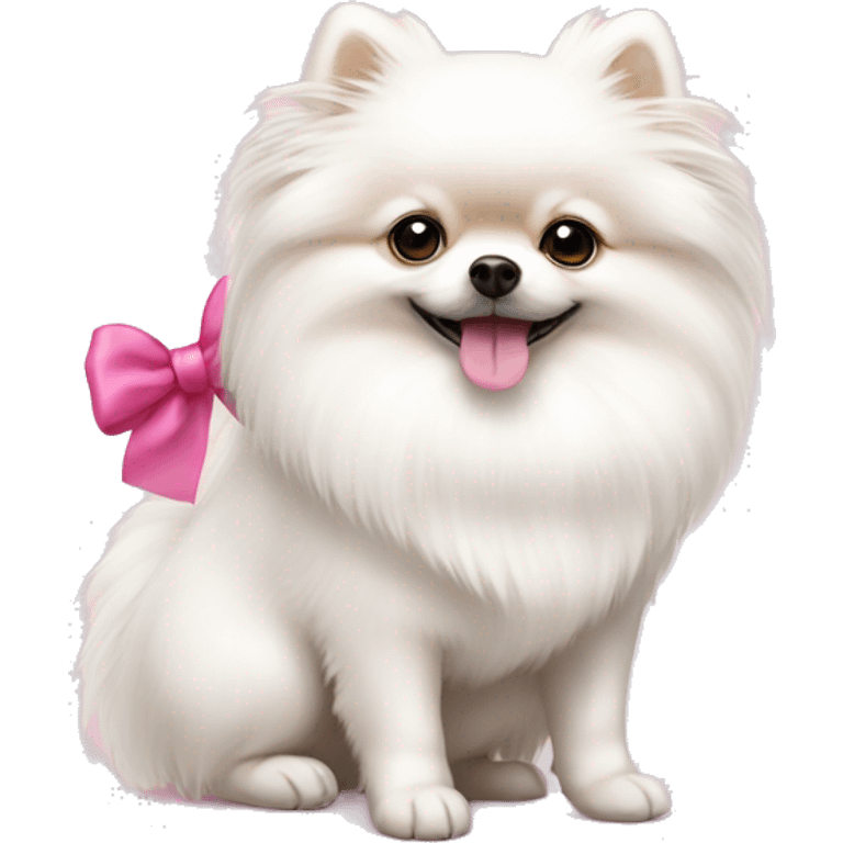 White Pomeranian with pink bow emoji