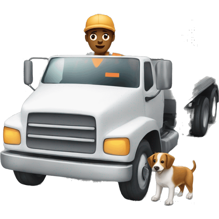 Truck with dog driver emoji