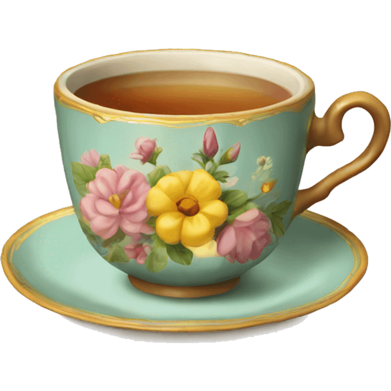 Vintage tea with flower design emoji