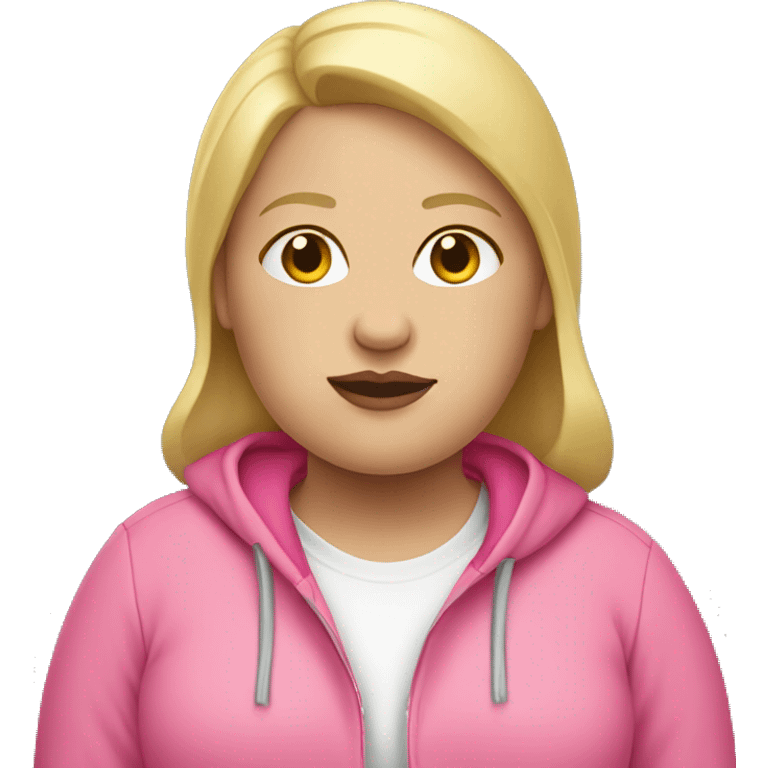 obese woman with blonde hair and pink hoodie emoji