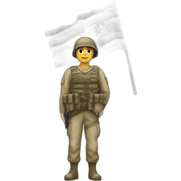 A soldier holds the flag of the State of Israel emoji