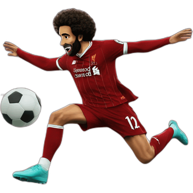 mohammad salah liverpool soccer player jumping in the air emoji