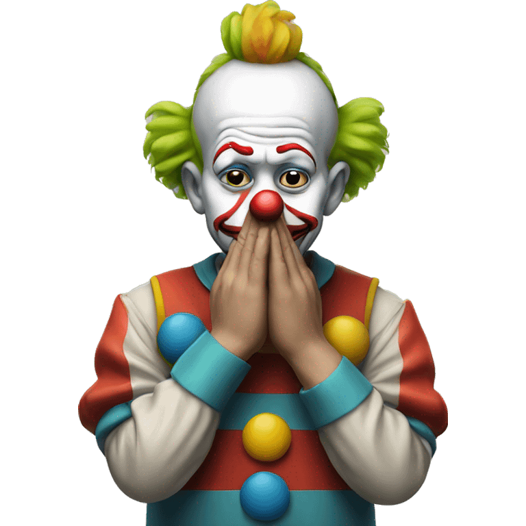 Sad clown emoji with hands praying emoji