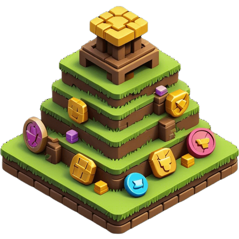 Clash of Clans aesthetic: Cinematic Playful Pixel 3D Coin Stack Emoji, rendered in a 3D vector-style similar to standard emojis with minimal shading and bold, simplified shapes. A compact, distinct form with signature details, softly glowing with a pixelated adventure charm. Simplified yet unmistakably iconic, highly detailed and consistent, glowing with a soft radiance and high shine. Stylized with a touch of classic pixel-art charm and a soft glowing outline, capturing the essence of a beloved gaming relic with a friendly, playful manner! emoji