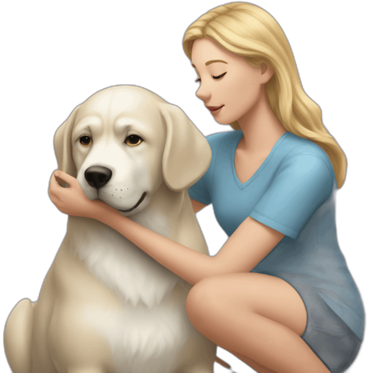 white girl petting big dog emoji