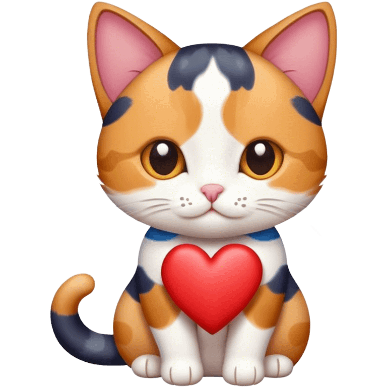 Tricolor cat with heart emoji