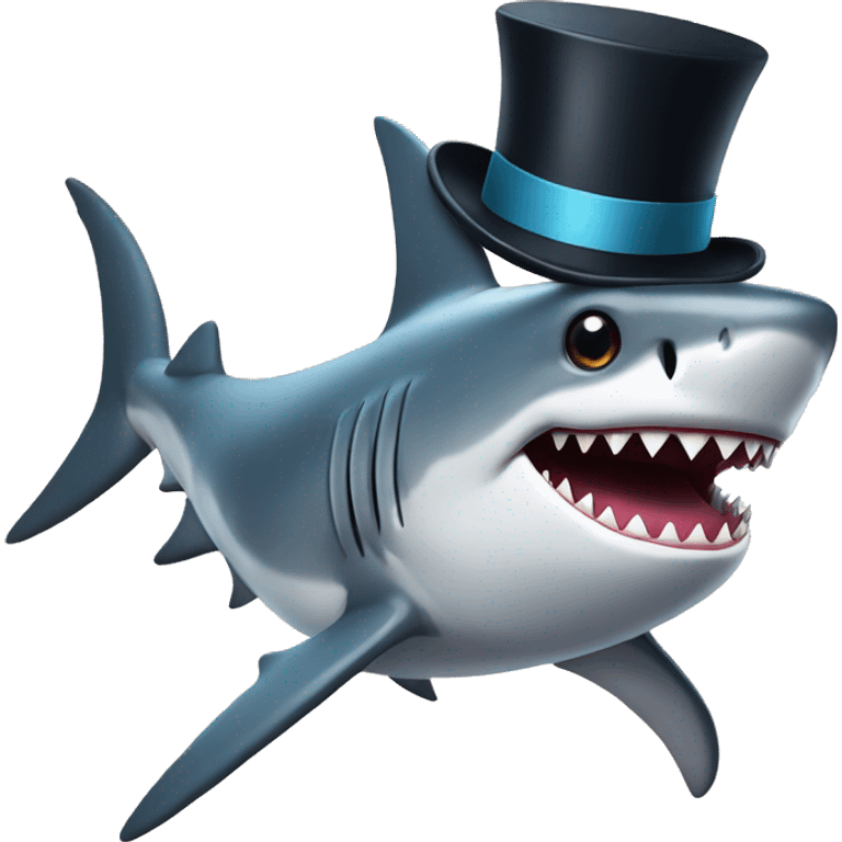 Shark with a top hat emoji