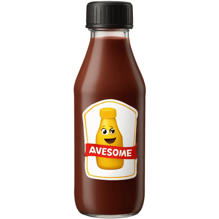 sauce bottle that says awesome on the label emoji