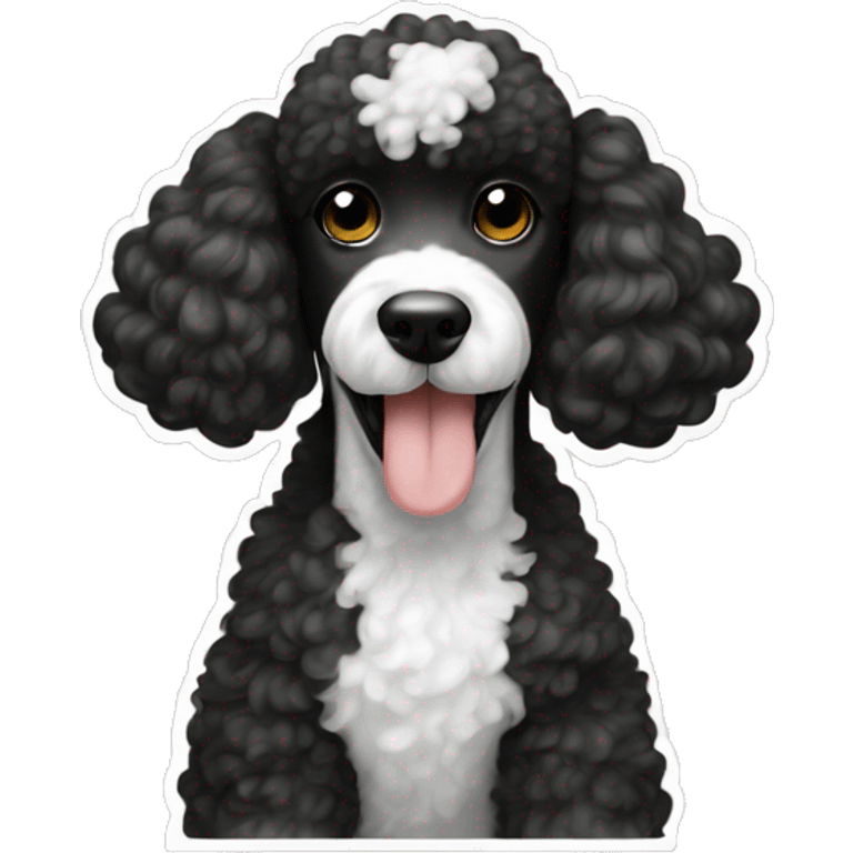 Black and white poodle with bone in her mouth emoji