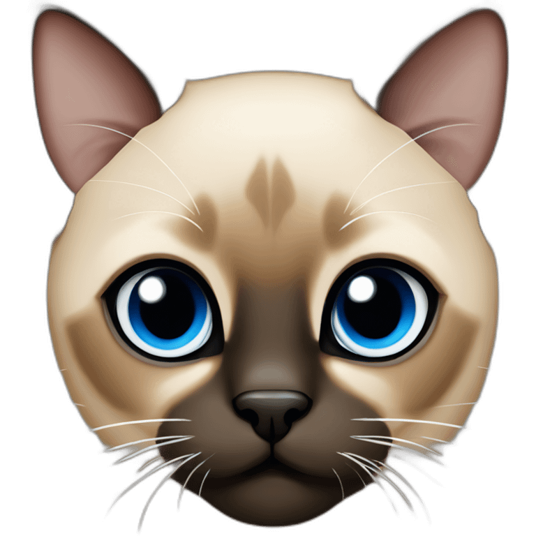 tan brown and black siamese Cat with blue eyes and white chin emoji