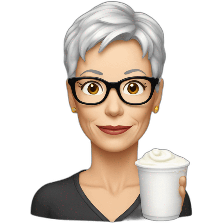 jamie lee curtis with yogurt emoji