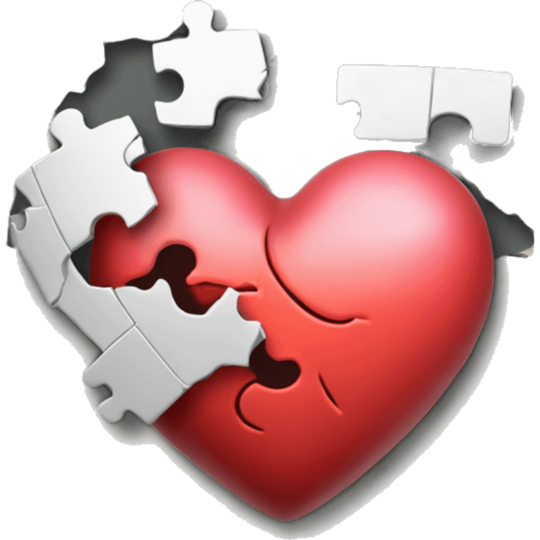 cracked heart pasted together with glue and there must be a incomplete heart which is a missing puzzle at the top right corner emoji